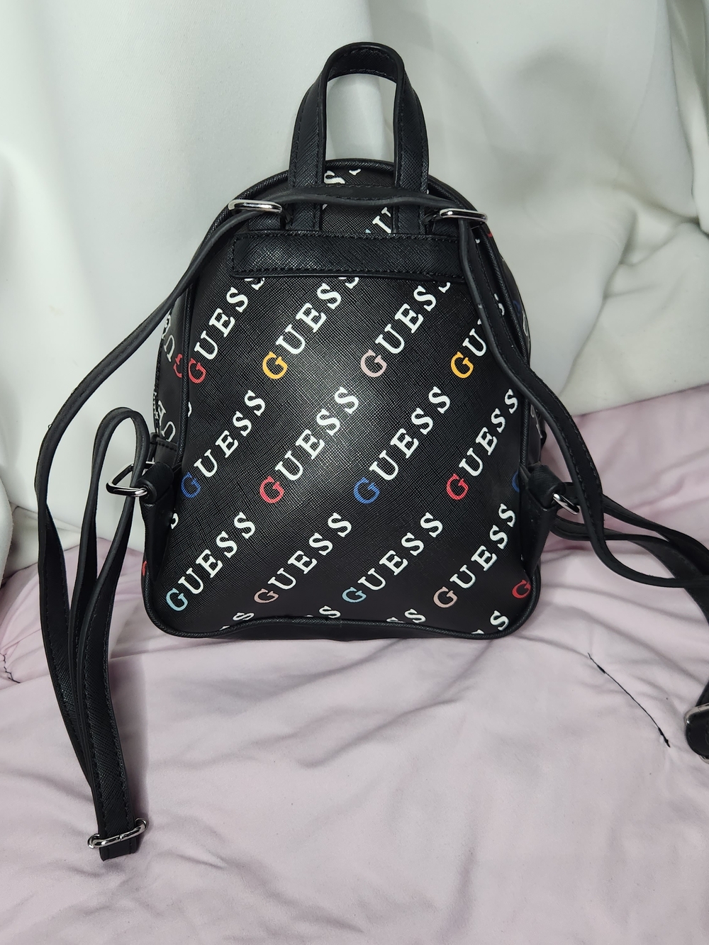 GUESS Black Logo-Print Mini Backpack - Picture 3 of 4